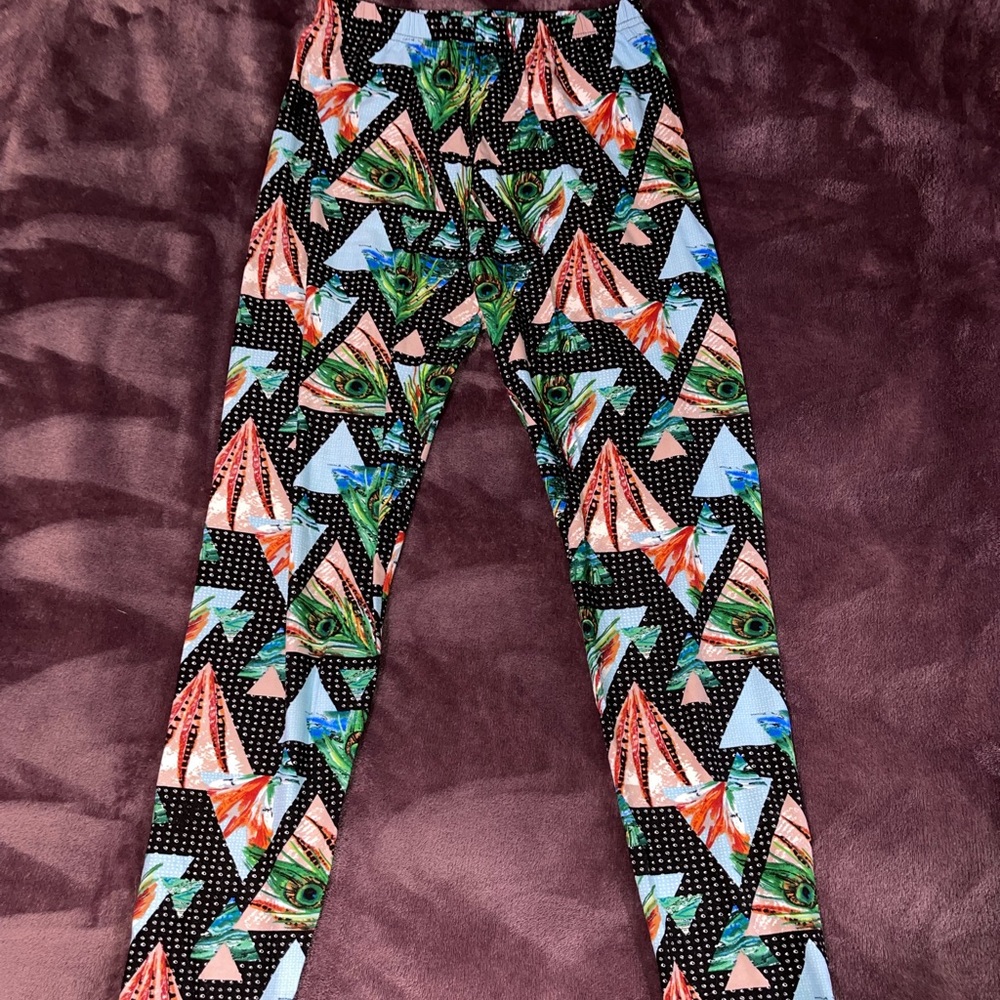 Leggings with Peacock & MicroDot Pattern